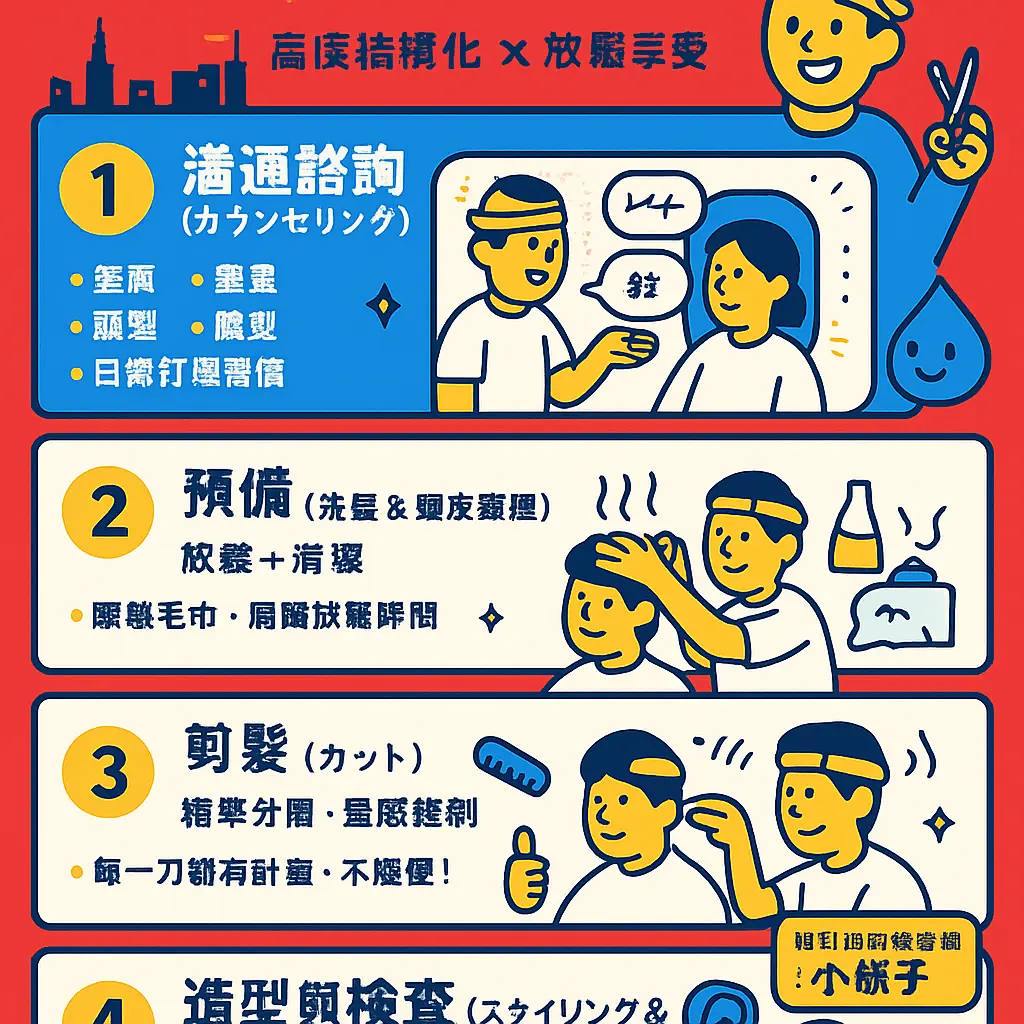 日式剪髮流程 - 理容院